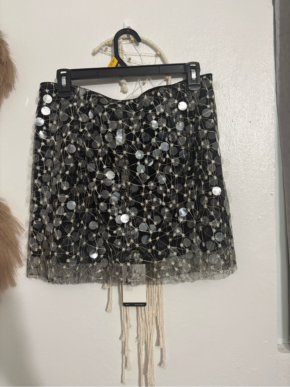 Black Sequin Embellished Mini Skirt